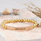 FuAttract Balance Confidence & Harmony Amazonite Stainless Steel Tube Believe Engraved Bracelet - Stainless Steel - Rose Gold - image 20