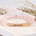 FuAttract Balance Confidence & Harmony Amazonite Stainless Steel Tube Believe Engraved Bracelet - Strawberry Quartz - Rose Gold - image 28