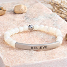 FuAttract Balance Confidence & Harmony Amazonite Stainless Steel Tube Believe Engraved Bracelet - Moonstone - Silver - image 38