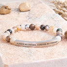 FuAttract Always My Father Forever My Friend Tiger Eye Tube Engraved  Bracelet - Bamboo Leaf Agate - Silver - image 15