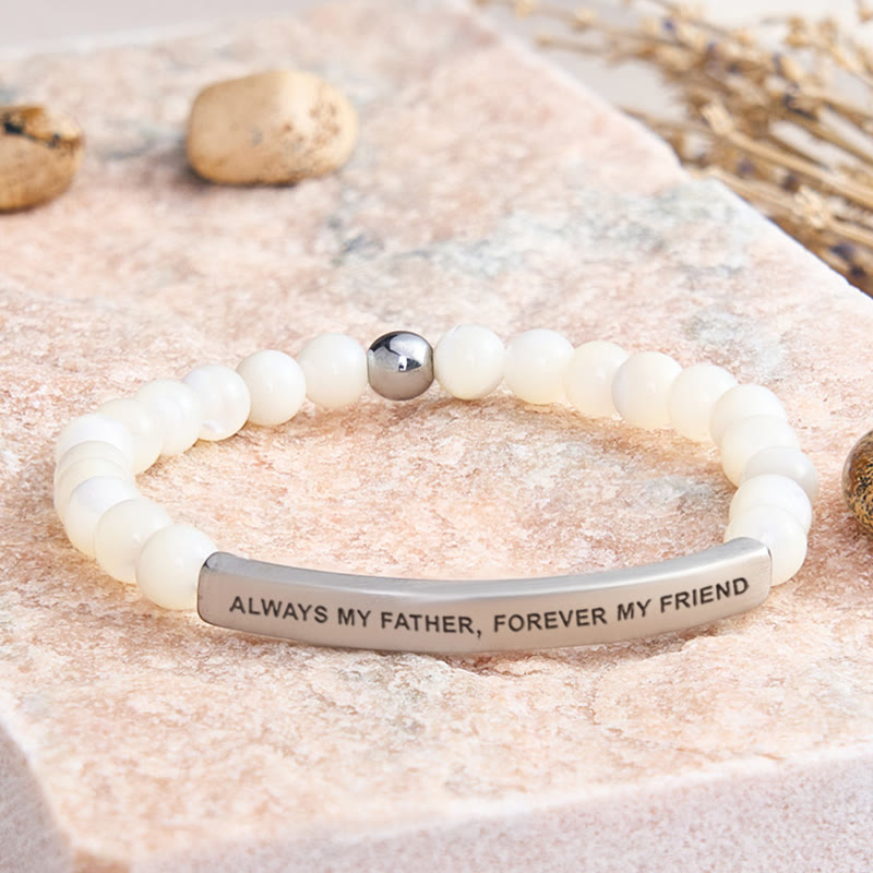 FuAttract Always My Father Forever My Friend Tiger Eye Tube Engraved  Bracelet - Moonstone - Silver - image 39