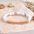 FuAttract Always My Father Forever My Friend Tiger Eye Tube Engraved  Bracelet - White Turquoise - Rose Gold - image 46