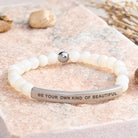 FuAttract Self Love & Confidence Bamboo Leaf Agate Tube Engraved Be Your Own Kind Of Beautiful Bracelet - Moonstone - Silver - image 39
