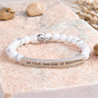 FuAttract Self Love & Confidence Bamboo Leaf Agate Tube Engraved Be Your Own Kind Of Beautiful Bracelet - White Turquoise - Silver - image 47