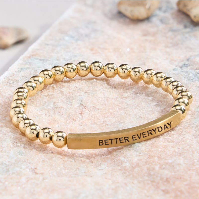 FuAttract Growth & Confidence Stainless Steel Tube Engraved Better Everyday Bracelet - Stainless Steel - Gold - image 0