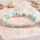 FuAttract Growth & Confidence Stainless Steel Tube Engraved Better Everyday Bracelet - Matt Amazonite - Silver - image 11