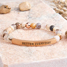 FuAttract Growth & Confidence Stainless Steel Tube Engraved Better Everyday Bracelet - Bamboo Leaf Agate - Rose Gold - image 18