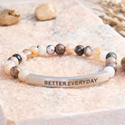 FuAttract Growth & Confidence Stainless Steel Tube Engraved Better Everyday Bracelet - Bamboo Leaf Agate - Silver - image 19