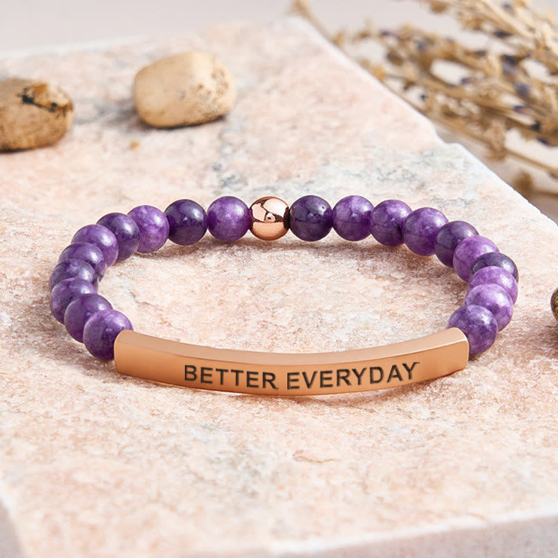 FuAttract Growth & Confidence Stainless Steel Tube Engraved Better Everyday Bracelet - Amethyst - Rose Gold - image 22