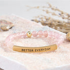 FuAttract Growth & Confidence Stainless Steel Tube Engraved Better Everyday Bracelet - Strawberry Quartz - Gold - image 25