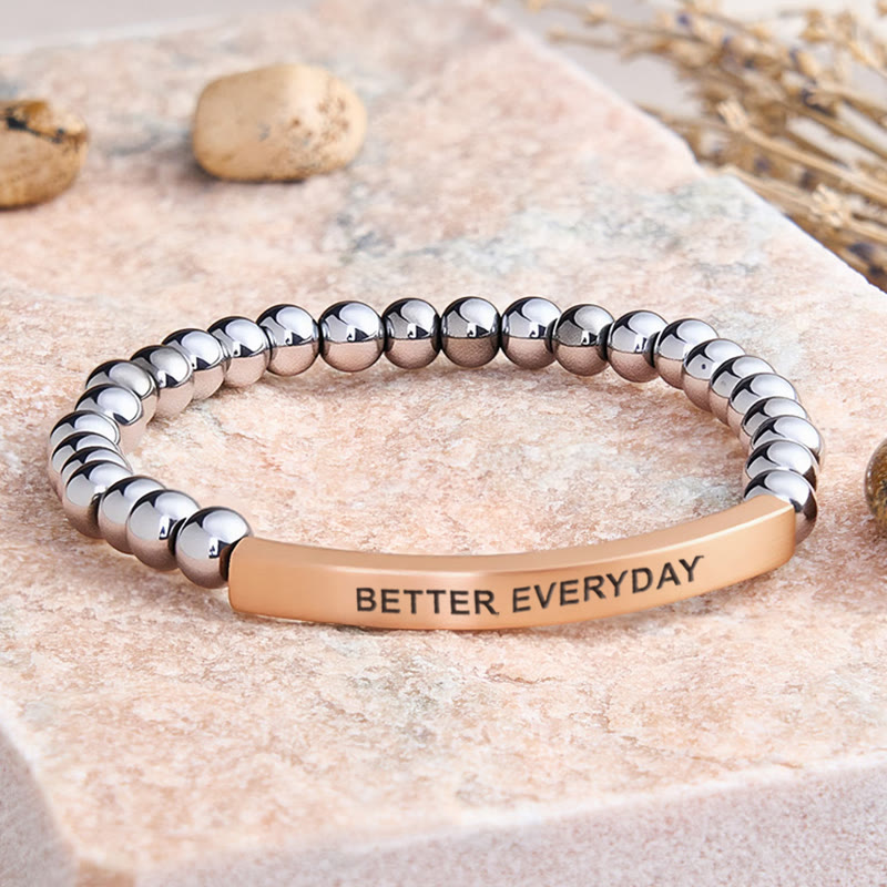 FuAttract Growth & Confidence Stainless Steel Tube Engraved Better Everyday Bracelet - Hematite - Rose Gold - image 34