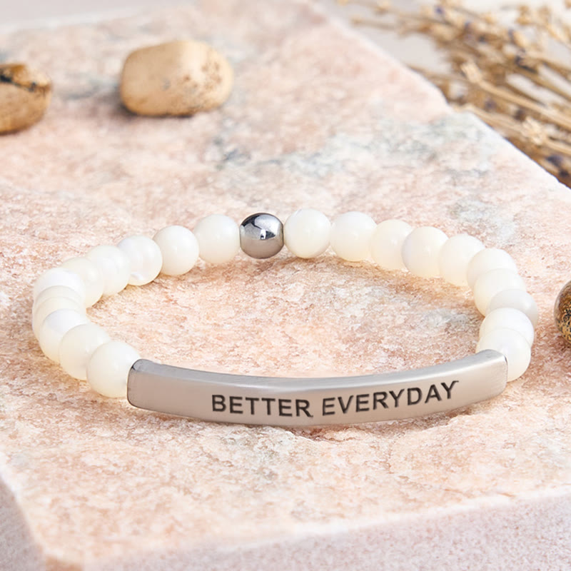 FuAttract Growth & Confidence Stainless Steel Tube Engraved Better Everyday Bracelet - Moonstone - Silver - image 39