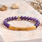 FuAttract Calm & Inner Peace Amethyst Tube Engraved Breathe Bracelet - Amethyst - Gold - image 3
