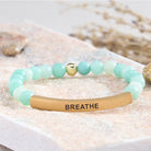 FuAttract Calm & Inner Peace Amethyst Tube Engraved Breathe Bracelet - Amazonite - Gold - image 8