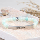 FuAttract Calm & Inner Peace Amethyst Tube Engraved Breathe Bracelet - Amazonite - Silver - image 9