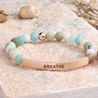 FuAttract Calm & Inner Peace Amethyst Tube Engraved Breathe Bracelet - Matt Amazonite - Rose Gold - image 10