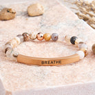 FuAttract Calm & Inner Peace Amethyst Tube Engraved Breathe Bracelet - Bamboo Leaf Agate - Rose Gold - image 18
