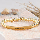 FuAttract Calm & Inner Peace Amethyst Tube Engraved Breathe Bracelet - Stainless Steel - Gold - image 23
