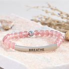 FuAttract Calm & Inner Peace Amethyst Tube Engraved Breathe Bracelet - Strawberry Quartz - Silver - image 28