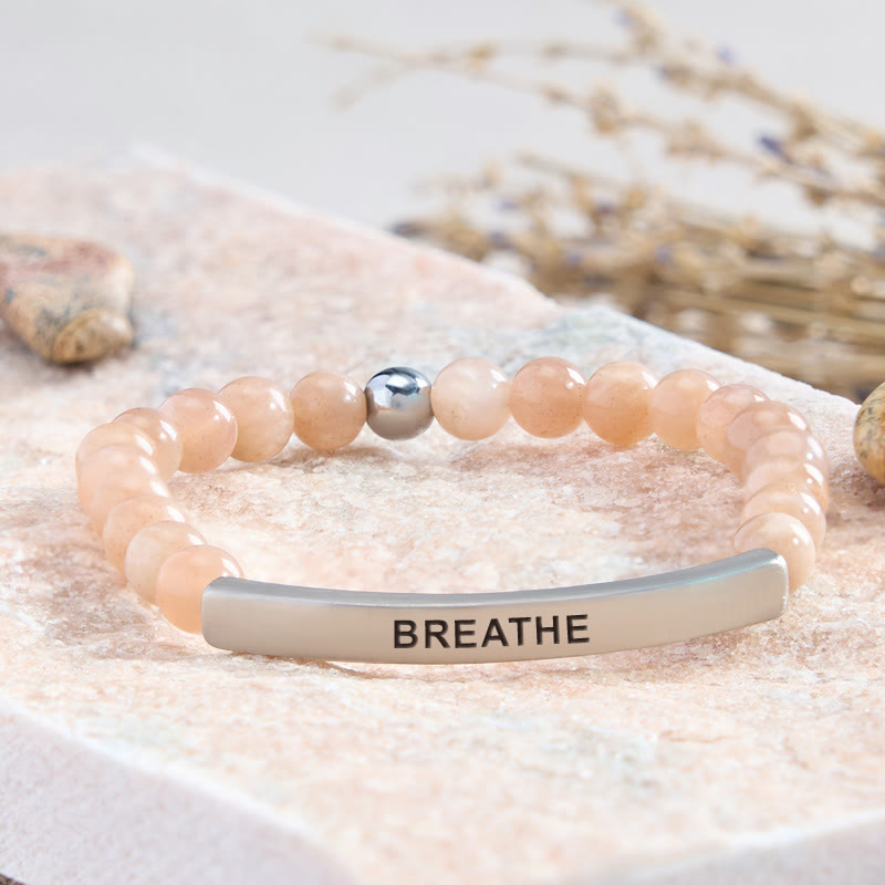 FuAttract Calm & Inner Peace Amethyst Tube Engraved Breathe Bracelet - Sunstone - Silver - image 32