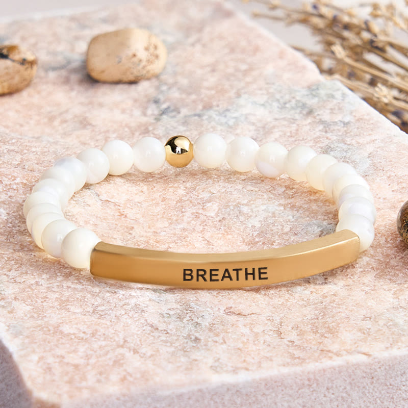 FuAttract Calm & Inner Peace Amethyst Tube Engraved Breathe Bracelet - Moonstone - Gold - image 39