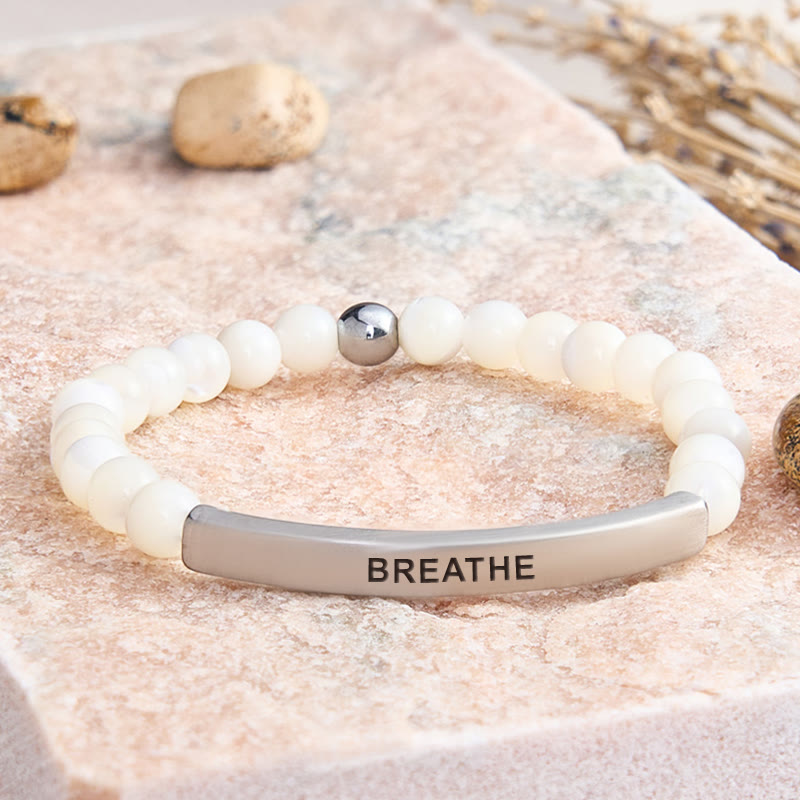FuAttract Calm & Inner Peace Amethyst Tube Engraved Breathe Bracelet - Moonstone - Silver - image 40