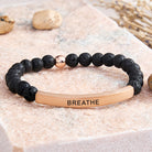 FuAttract Calm & Inner Peace Amethyst Tube Engraved Breathe Bracelet - Lava Rock - Rose Gold - image 50