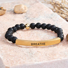 FuAttract Calm & Inner Peace Amethyst Tube Engraved Breathe Bracelet - Lava Rock - Gold - image 51