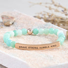 FuAttract Brave Strong Humble Kind Amazonite Tube Engraved  Bracelet - Amazonite - Rose Gold - image 2