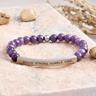 FuAttract Brave Strong Humble Kind Amazonite Tube Engraved  Bracelet - Amethyst - Silver - image 21