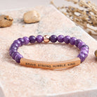 FuAttract Brave Strong Humble Kind Amazonite Tube Engraved  Bracelet - Amethyst - Rose Gold - image 22