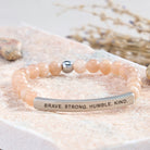FuAttract Brave Strong Humble Kind Amazonite Tube Engraved  Bracelet - Sunstone - Silver - image 29