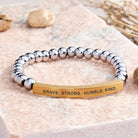 FuAttract Brave Strong Humble Kind Amazonite Tube Engraved  Bracelet - Hematite - Gold - image 35