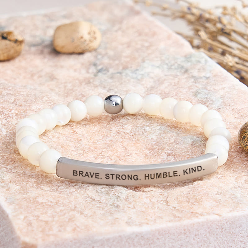 FuAttract Brave Strong Humble Kind Amazonite Tube Engraved  Bracelet - Moonstone - Silver - image 37