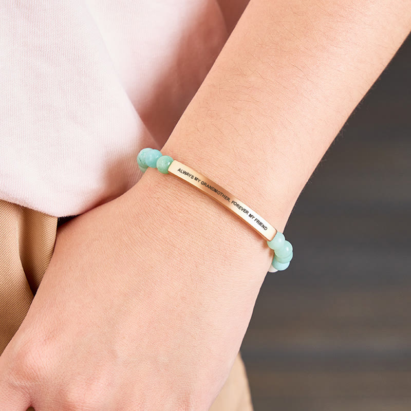 FuAttract Always My Grandmother Forever My Friend Amazonite Tube Engraved Bracelet - image 2