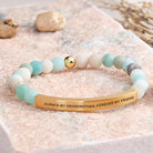 FuAttract Always My Grandmother Forever My Friend Amazonite Tube Engraved Bracelet - Matt Amazonite - Gold - image 6