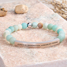 FuAttract Always My Grandmother Forever My Friend Amazonite Tube Engraved Bracelet - Matt Amazonite - Silver - image 7