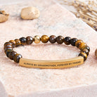 FuAttract Always My Grandmother Forever My Friend Amazonite Tube Engraved Bracelet - Tiger's Eye - Gold - image 11