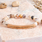 FuAttract Always My Grandmother Forever My Friend Amazonite Tube Engraved Bracelet - Bamboo Leaf Agate - Rose Gold - image 14
