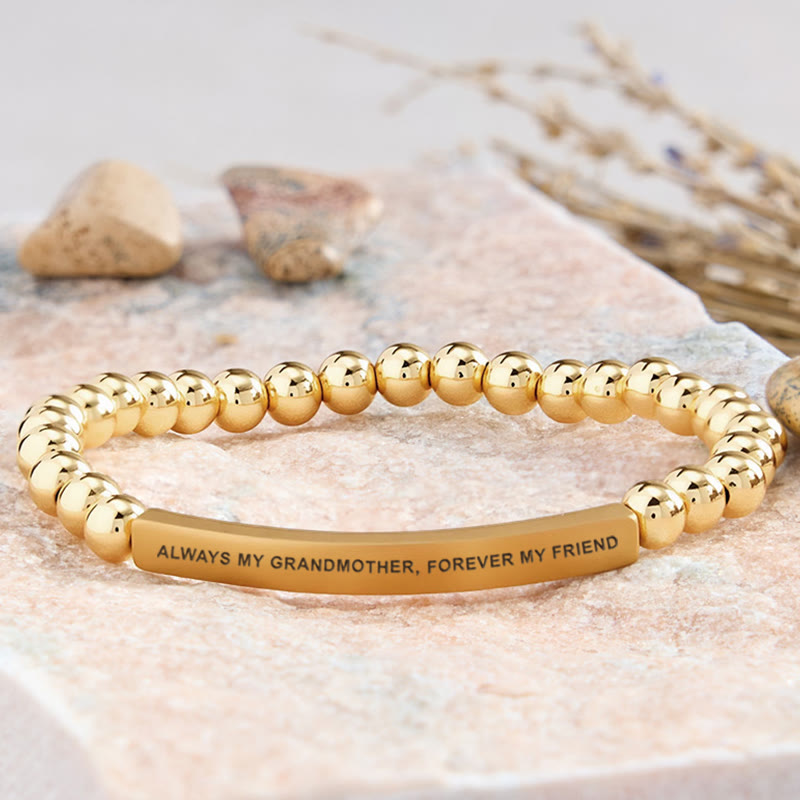 FuAttract Always My Grandmother Forever My Friend Amazonite Tube Engraved Bracelet - Stainless Steel - Gold - image 19