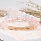 FuAttract Love & Healing Strawberry Quartz Tube Engraved Always In My Heart Bracelet - Strawberry Quartz - Rose Gold - image 0