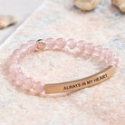 FuAttract Love & Healing Strawberry Quartz Tube Engraved Always In My Heart Bracelet - image 1
