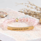 FuAttract Love & Healing Strawberry Quartz Tube Engraved Always In My Heart Bracelet - Strawberry Quartz - Gold - image 2