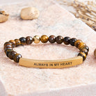FuAttract Love & Healing Strawberry Quartz Tube Engraved Always In My Heart Bracelet - Tiger's Eye - Gold - image 14