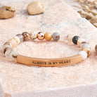 FuAttract Love & Healing Strawberry Quartz Tube Engraved Always In My Heart Bracelet - Bamboo Leaf Agate - Rose Gold - image 17