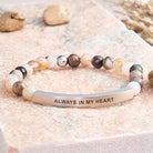 FuAttract Love & Healing Strawberry Quartz Tube Engraved Always In My Heart Bracelet - Bamboo Leaf Agate - Silver - image 19