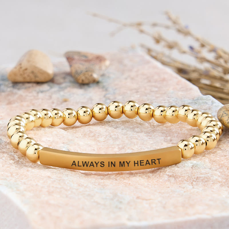 FuAttract Love & Healing Strawberry Quartz Tube Engraved Always In My Heart Bracelet - Stainless Steel - Gold - image 22
