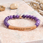 FuAttract Love & Healing Strawberry Quartz Tube Engraved Always In My Heart Bracelet - Amethyst - Rose Gold - image 25