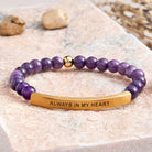 FuAttract Love & Healing Strawberry Quartz Tube Engraved Always In My Heart Bracelet - Amethyst - Gold - image 26