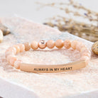 FuAttract Love & Healing Strawberry Quartz Tube Engraved Always In My Heart Bracelet - Sunstone - Rose Gold - image 29
